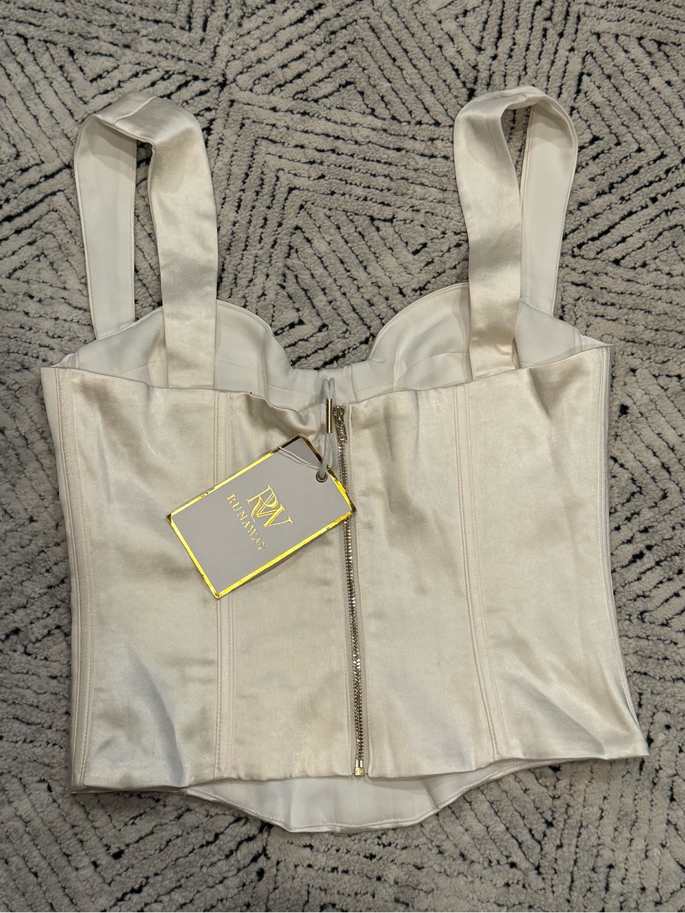 Satin Bustier Top in Ivory - Picture 3 of 10